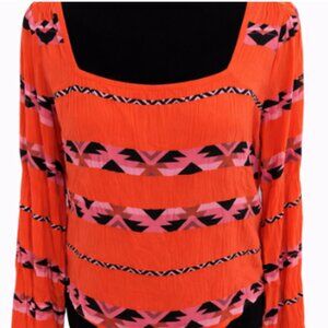 Wrangler Orange Southwestern Print Top | Size L | NWOT